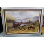 20thC Fine Art Print, Royal Scots LMS steaming through North Cumbria, by Gerald Broom RA, 24”w x