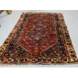 Persian Wool Floor Rug, multiple patterned, red ground, 250cm x 165cm