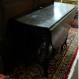 18th C Irish Oak Drop Leaf Table, with draw leaves, on turned and square legs, bobbin feet, 4ft
