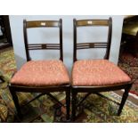 Set of 6 Regency Mahogany Dining Chairs with bar-shaped backs, on reeded front legs and cross over