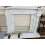 White Marble Fireplace, an Adams styled front Frieze and Doric columns on either side, egg and