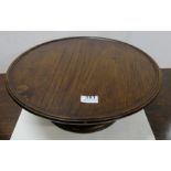 19th C Elm Lazy Suzy, on rimmed round base, 17.5”dia