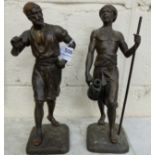 Pair of 19thC Spelter Arab Figures – a Hunter and a Shoemaker, each 12”h