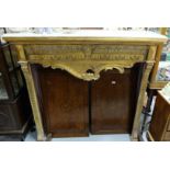 Mid-20thC French Carved and Gilded Fire Surround (decorative purposes), the rimmed white marble