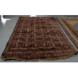 Antique Persian Wool Floor Rug, red ground with continuous red patterns, multiple borders, 185cm x