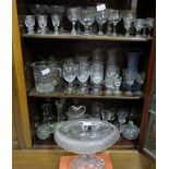 Glass Boat Shaped Fruit Bowl and a group of sherry glasses, water jugs, vases etc