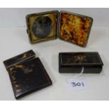 3 tortoiseshell finish items – cigarette case, trinket box & photo frame (3)
