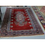 2 Persian Wool Floor Rugs – red ground – 1 with central medallion 180 x 130 & 1 Baccara pattern with