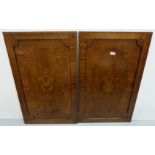 Two Regency Mahogany Bookcase Doors, the oval shaped center panel inlaid with classic urn, each 23”w