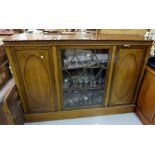 Mahogany Side Cabinet, the central glass door enclosing display shelves and two panelled side