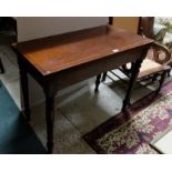 Edwardian Mahogany Card Table, with interior green felt, on tapered legs, inlaid, 39”w x 19”d