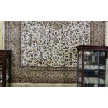 Ivory Ground Kashmir Carpet, Sharbaz Medallion Design, 330cm x 240cm