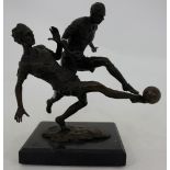 Bronze Table Group – Football Tackle, on rectangular marble base, 11”h