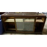 Shop / School Display Cabinet with sliding oak front doors, 71”w x 37”h x 18”d