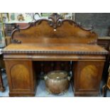 Late 19thC Mahogany Pedestal Sideboard, the carved and serpentine shaped gallery over a base with