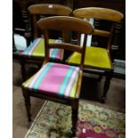 Matching Set of 10 WMIV Mahogany Dining Chairs, with double rail backs, on turned front legs,