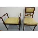 Edwardian Mahogany Bedroom Chair and a matching Mahogany Framed Dressing Stool, on turned and reeded