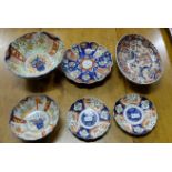 6 Pieces Japanese Imari including 3 scalloped rim fruit bowls (1 oval) & 3 plates (6)