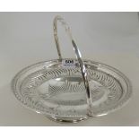 Silver Plate Oval Shaped Fruit Basket with swing handle