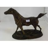 “Arabian Prince”, late 19thC Bronze Stallion Maquette, Studio Sculpture on oval base, 15”h x 20”w