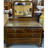 Mahogany Dressing Table, the swivel mirror back over 4 drawers below, circular brass handles,