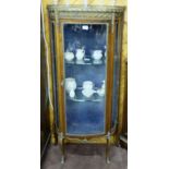 French Kingwood Display Cabinet, with a brass gallery over a red marble top and ormolu decorative