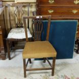 2 Georgian Mahogany Dining Chairs, patterned seats & a modern card table (3)