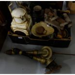 Boxed Lot – railway lamps (damaged), carpenters plane, two mahogany handled bar beer pulls etc