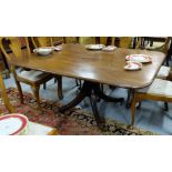 Regency Mahogany Rectangular-Shaped Tilt Top Breakfast Table, with curved corners, over a pod base