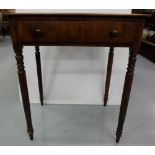 Mahogany Chamber Table, with single drawer, on narrow tapered legs, 24”w x 17”d