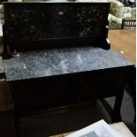 Two Edwardian Washstands with grey marble tops and backs