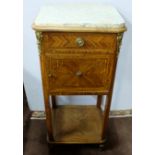 French Kingwood Bedside Cabinet, inlaid with satinwood, with brass mounts, the green and white