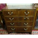 19thC Mahogany Tea Caddy-shaped Chest of Drawers, with 2 short drawers over 3 long drawers, on