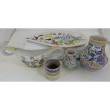 5 pieces of Poole pottery ware incl. two vases, sauce boat, plate and pot