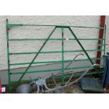 19thC Forge Made Cast Iron Farm Gate, painted green, stamped "Kilkenny" 7ft 6” x 51”