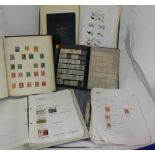 6 Stamp Albums with international stamps and a box of loose stamps