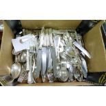 Box of silver plated Cutlery – knives, forks, spoons etc, 132 pieces approx.
