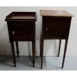 Two mahogany pot cabinets, each with a single door