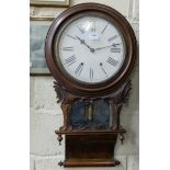 Spring Driven American Wall Clock, in mahogany case with scrolled base (not working)