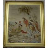 19thC large Needlepoint Wall Hanging, in a gilded frame - Jesus in the Garden of Gethsemane