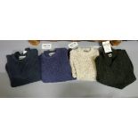4 “Aran Crafts” traditional wool jumpers – green, cream and navy (as new with labels)