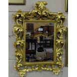 19thC Florentine Wall Mirror, the elaborately detailed and raised foliage borders enclosing a