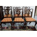 Matching Set of 6 good quality Cuban Mahogany Dining Chairs, cabriole front legs with ball and