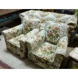 3 Piece Victorian Sitting Room Suite incl. a 3 seater couch 77”w and a pair of armchairs, loose