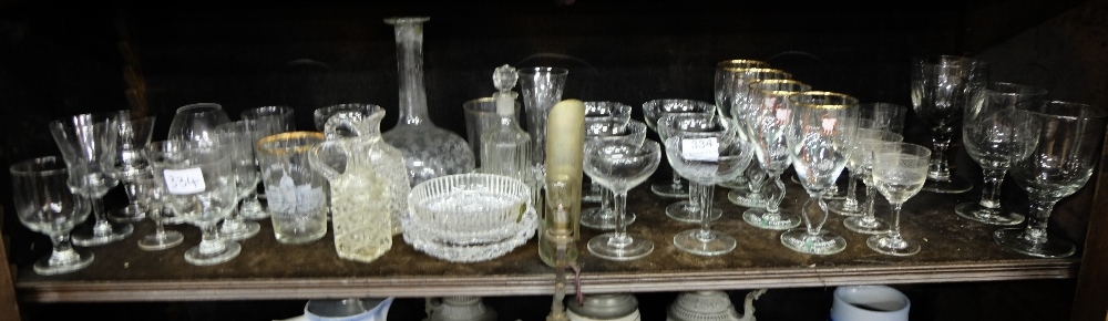 Shelf of glassware – for Irish Coffees, sherry, wine, vinaigrette bottles etc