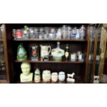 Pub Décor – 2 miniature wade barrels, Phrenology Bust, ornaments etc & a shelf of advertising