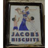 Jacob’s Biscuits Advertising Board, in Jacobs stamped frame “Tea Time” 16”w x 22”h & enamel double