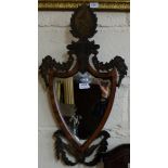 Regency Satinwood Wall Mirror, the cherub decorated pediment over hand painted floral swags, 28”h