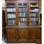 Late 19thC Mahogany Bookcase, the three upper doors inset with shaped original glass, enclosing
