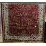 Red Ground Kashmir Carpet, Tree of Life Design, 300cm x 200cm